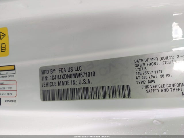 Продаж на аукціоні авто 2021 Jeep Wrangler Unlimited Freedom 4x4, vin: 1C4HJXDN0MW671010, номер лоту: 46123153