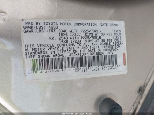 Продажа на аукционе авто 2001 Lexus Rx 300, vin: JTJHF10U710218624, номер лота: 46123180