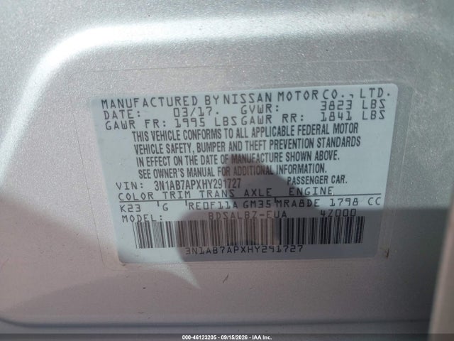 Nissan SENTRA S 2017 3N1AB7APXHY291727 Image 9