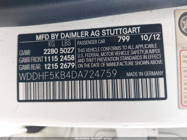 Продажа на аукционе авто 2013 Mercedes-benz E 350, vin: WDDHF5KB4DA724759, номер лота: 46123214