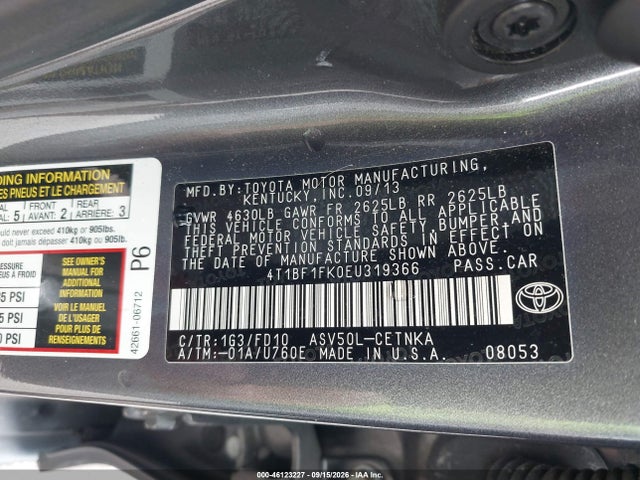 Aukcja sprzedaży 2014 Toyota Camry Le, vin: 4T1BF1FK0EU319366, numer aukcji: 46123227