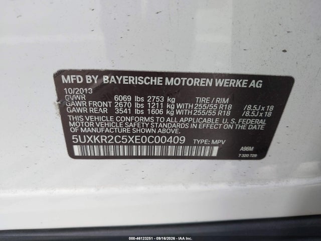 46123251 :رقم المزاد ، 5UXKR2C5XE0C00409 vin ، 2014 Bmw X5 Sdrive35i مزاد بيع