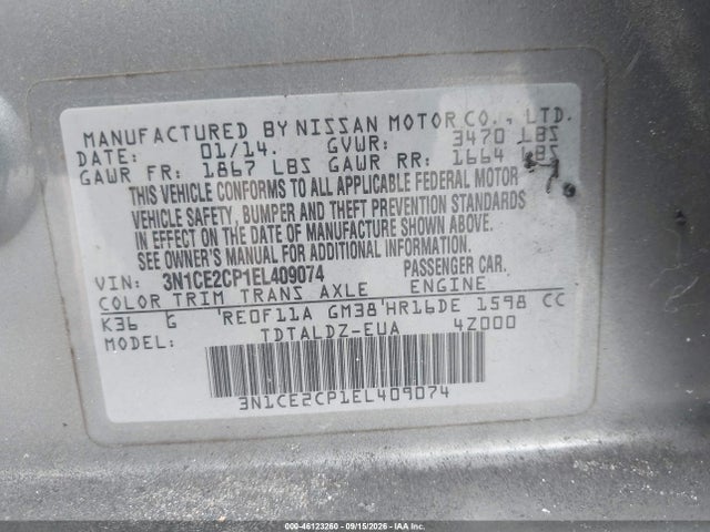 Продаж на аукціоні авто 2014 Nissan Versa Note Sv, vin: 3N1CE2CP1EL409074, номер лоту: 46123260