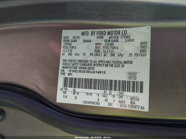 Продаж на аукціоні авто 2006 Ford Explorer Xlt, vin: 1FMEU63E56UA14915, номер лоту: 46123269