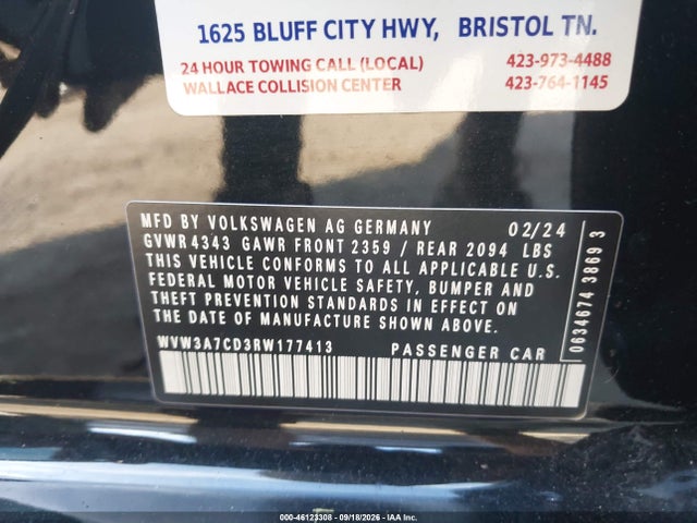 Продаж на аукціоні авто 2024 Volkswagen Golf Gti 2.0t Se, vin: WVW3A7CD3RW177413, номер лоту: 46123308