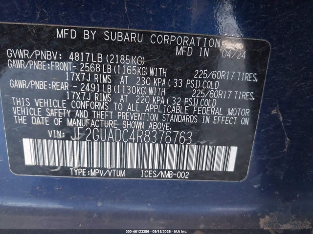 Subaru Crosstrek Premium 2024 JF2GUADC4R8376763 Image 9