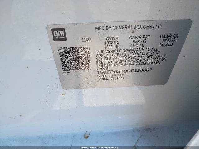 Auction sale of the 2024 Chevrolet Malibu Fwd 1lt, vin: 1G1ZD5ST9RF130863, lot number: 46123466