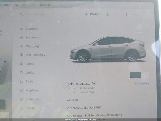 Продаж на аукціоні авто 2026 Tesla Model Y All-wheel Drive/long Range Launch Series/premium All-wheel Drive, vin: 7SAYGDEE2TA499917, номер лоту: 46123571