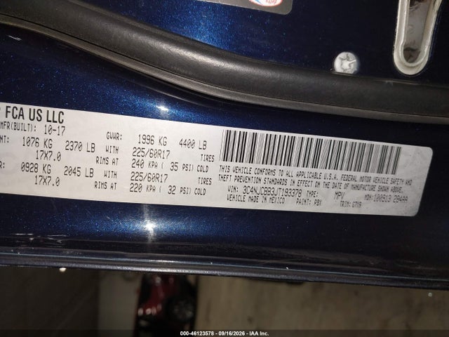 46123578 :رقم المزاد ، 3C4NJCBB3JT193378 vin ، 2018 Jeep Compass Latitude مزاد بيع