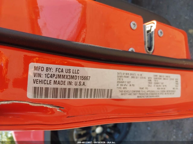 Продаж на аукціоні авто 2021 Jeep Cherokee Latitude Lux 4x4, vin: 1C4PJMMX3MD115667, номер лоту: 46123607
