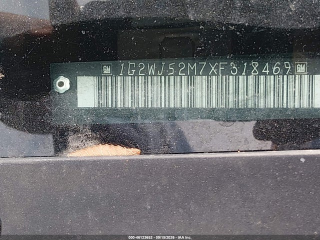 1999 Pontiac Grand Prix Se მანქანა იყიდება აუქციონზე, vin: 1G2WJ52M7XF318469, აუქციონის ნომერი: 46123652