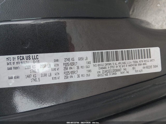2016 Dodge Grand Caravan R/t მანქანა იყიდება აუქციონზე, vin: 2C4RDGEG1GR380007, აუქციონის ნომერი: 46123780