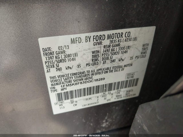 Продажа на аукционе авто 2013 Ford Explorer Limited, vin: 1FM5K8F83DGC18289, номер лота: 46123781