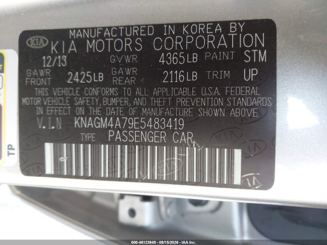 KNAGM4A79E5483419 KIA Optima Lx