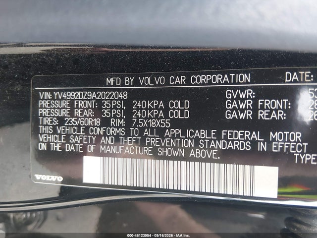Aukcja sprzedaży 2010 Volvo Xc60 T6/t6 R-design, vin: YV4992DZ9A2022048, numer aukcji: 46123954