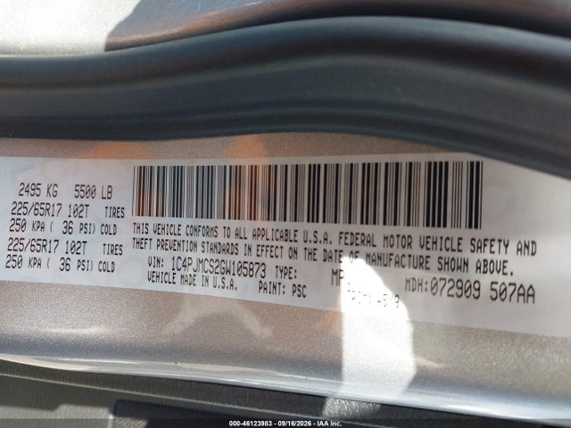 2016 Jeep Cherokee Latitude მანქანა იყიდება აუქციონზე, vin: 1C4PJMCS2GW105873, აუქციონის ნომერი: 46123983