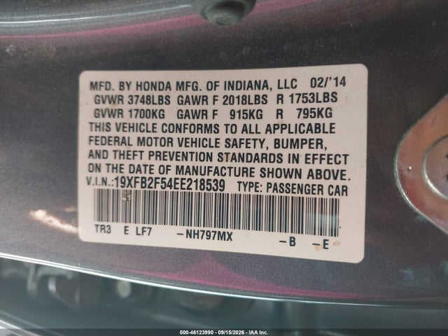 19XFB2F54EE218539 Honda Civic Lx