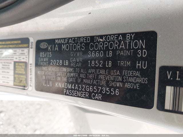 Продаж на аукціоні авто 2016 Kia Rio Lx, vin: KNADM4A32G6573556, номер лоту: 46123999