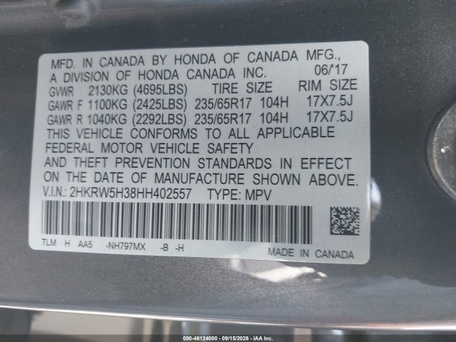 Honda CR-V LX 2017 2HKRW5H38HH402557 Image 9