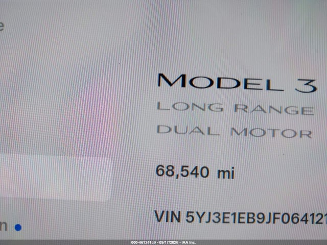5YJ3E1EB9JF064121 Tesla Model 3 Long Range/performance