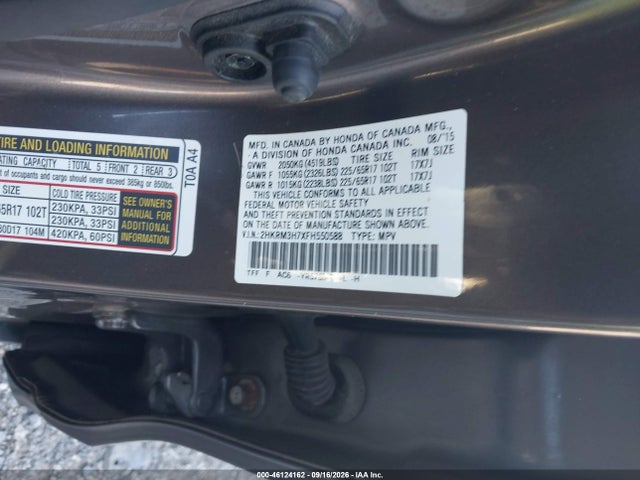 Aukcja sprzedaży 2015 Honda Cr-v Ex-l, vin: 2HKRM3H7XFH550588, numer aukcji: 46124162
