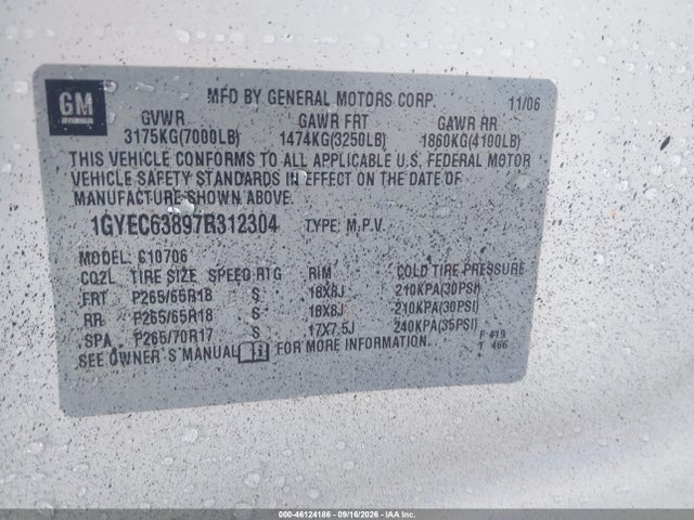 Продаж на аукціоні авто 2007 Cadillac Escalade Standard, vin: 1GYEC63897R312304, номер лоту: 46124186