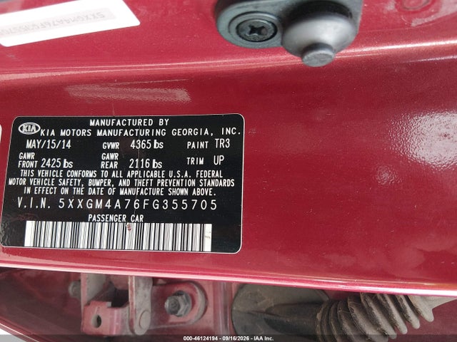 Продаж на аукціоні авто 2015 Kia Optima Lx, vin: 5XXGM4A76FG355705, номер лоту: 46124194