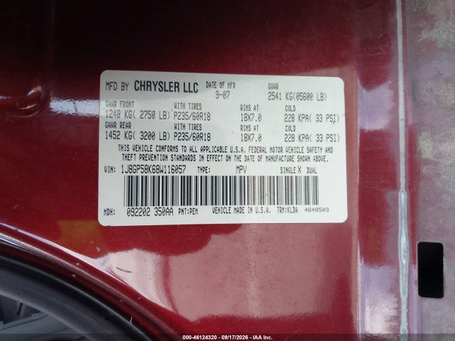 Aukcja sprzedaży 2008 Jeep Liberty Limited Edition, vin: 1J8GP58K68W116057, numer aukcji: 46124320