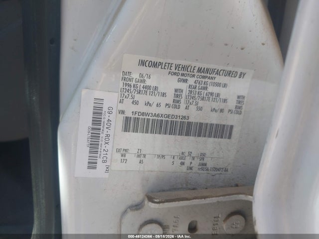 2016 Ford F-350 Xl მანქანა იყიდება აუქციონზე, vin: 1FD8W3A6XGED31263, აუქციონის ნომერი: 46124366
