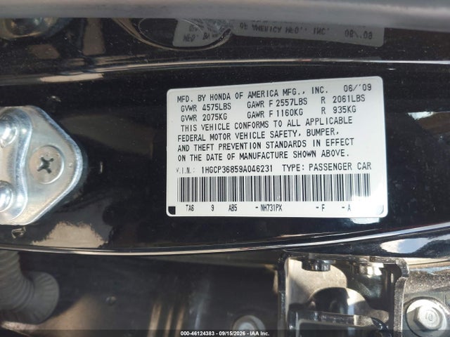 Продаж на аукціоні авто 2009 Honda Accord 3.5 Ex-l, vin: 1HGCP36859A046231, номер лоту: 46124383
