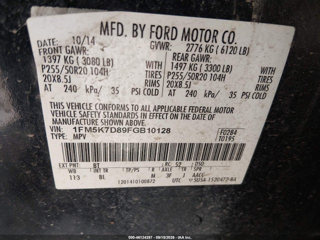 Продаж на аукціоні авто 2015 Ford Explorer Xlt, vin: 1FM5K7D89FGB10128, номер лоту: 46124397