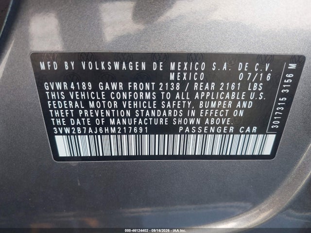 Volkswagen Jetta 1.4t S 2017 3VW2B7AJ6HM217691 Image 9