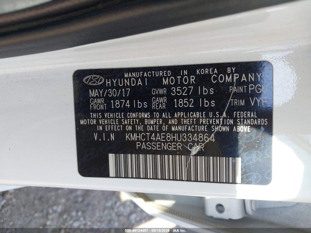 Aukcja sprzedaży 2017 Hyundai Accent Se, vin: KMHCT4AE8HU334864, numer aukcji: 46124497
