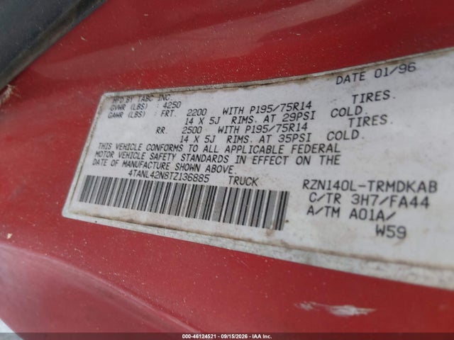 Aukcja sprzedaży 1996 Toyota Tacoma, vin: 4TANL42N8TZ136885, numer aukcji: 46124521
