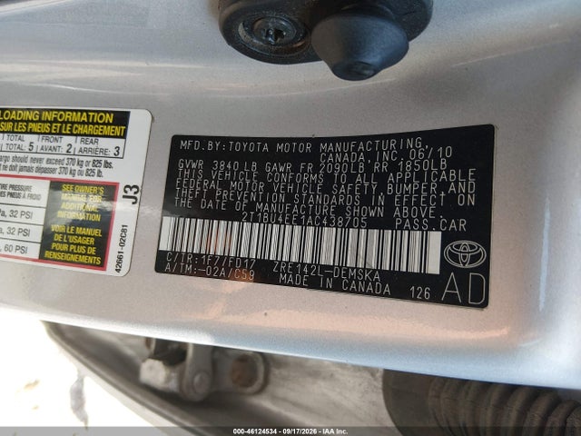Продажа на аукционе авто 2010 Toyota Corolla S, vin: 2T1BU4EE1AC438705, номер лота: 46124534