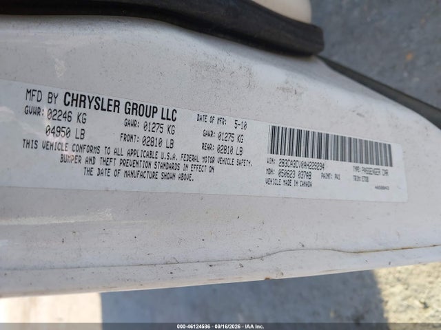2010 Dodge Charger Sxt მანქანა იყიდება აუქციონზე, vin: 2B3CA3CV0AH229294, აუქციონის ნომერი: 46124586