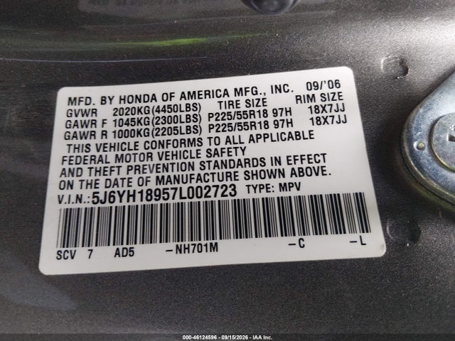 Продажа на аукционе авто 2007 Honda Element Sc, vin: 5J6YH18957L002723, номер лота: 46124596