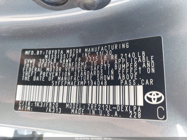 Toyota COROLLA LE 2021 5YFEPMAEXMP194048 Image 9
