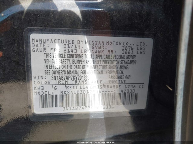 Nissan SENTRA SV 2019 3N1AB7AP7KY291336 Image 9