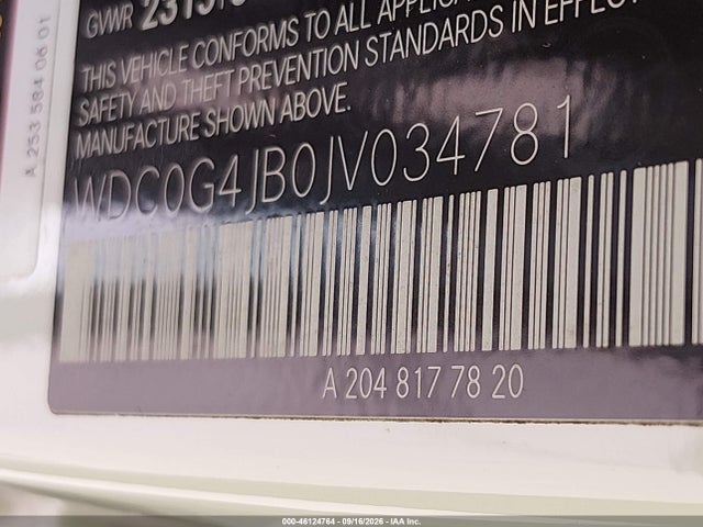 Продаж на аукціоні авто 2018 Mercedes-benz Glc 300, vin: WDC0G4JB0JV034781, номер лоту: 46124764