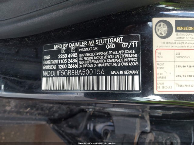 Продаж на аукціоні авто 2011 Mercedes-benz E 350, vin: WDDHF5GB8BA500156, номер лоту: 46124804