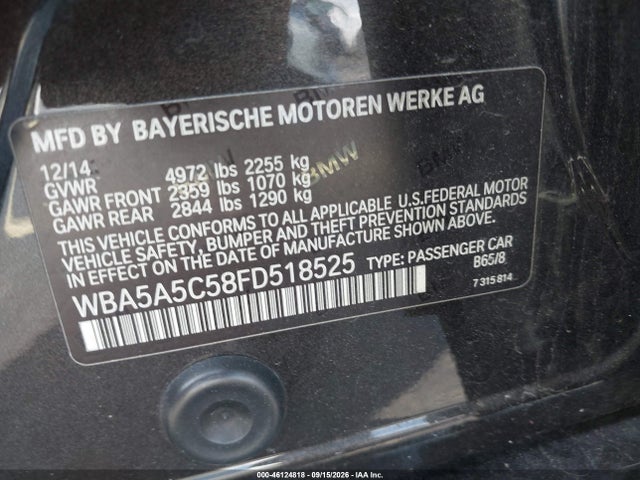 Продаж на аукціоні авто 2015 Bmw 528i, vin: WBA5A5C58FD518525, номер лоту: 46124818