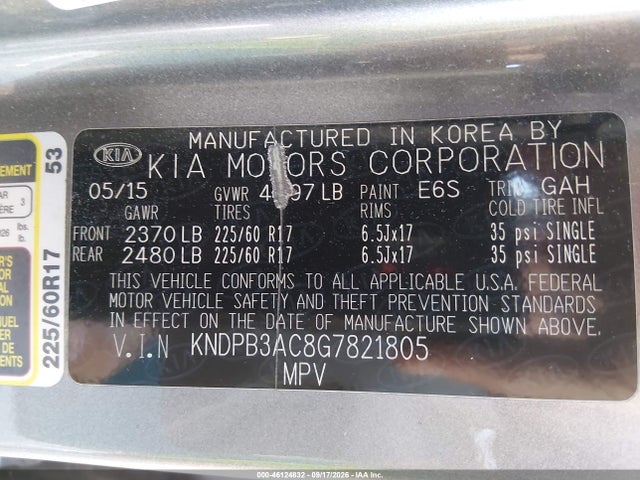 Aukcja sprzedaży 2016 Kia Sportage Lx, vin: KNDPB3AC8G7821805, numer aukcji: 46124832