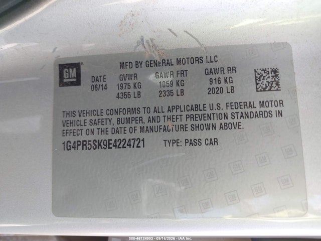 Aukcja sprzedaży 2014 Buick Verano Convenience Group, vin: 1G4PR5SK9E4224721, numer aukcji: 46124903