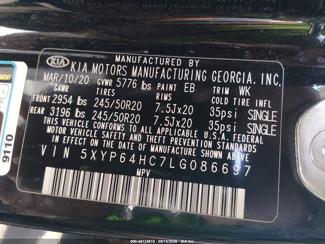 KIA Telluride S 2020 5XYP64HC7LG086697 Image 9