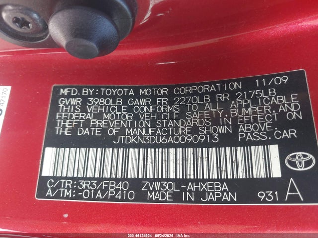 Продаж на аукціоні авто 2010 Toyota Prius Iii, vin: JTDKN3DU6A0090913, номер лоту: 46124924