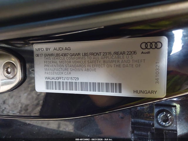Продаж на аукціоні авто 2018 Audi A3 2.0t Premium/2.0t Tech Premium, vin: WAUAUGFF7J1015729, номер лоту: 46124962