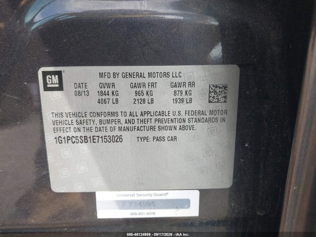 Продажа на аукционе авто 2014 Chevrolet Cruze 1lt Auto, vin: 1G1PC5SB1E7153026, номер лота: 46124989