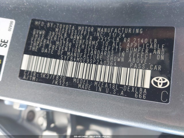Toyota COROLLA LE 2025 5YFB4MDE9SP241364 Image 9