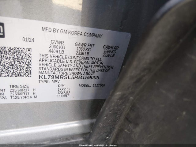 Продажа на аукционе авто 2024 Chevrolet Trailblazer Awd Lt, vin: KL79MRSL5RB159005, номер лота: 46125012